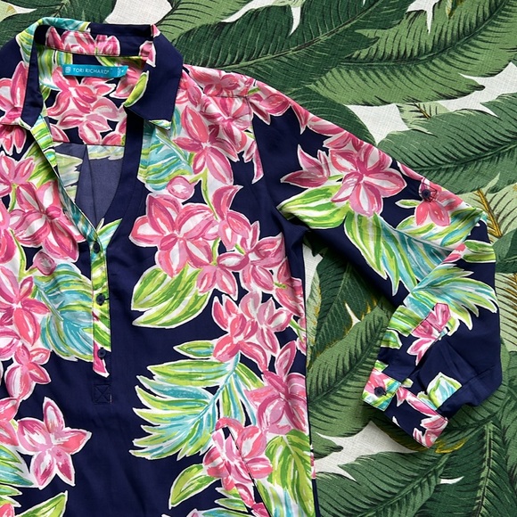 Tori Richard • GORGEOUS Tunic Floral Dress • Size 4 Small - Picture 6 of 7